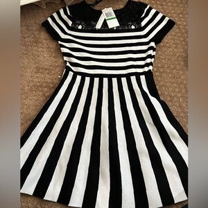 Black and White A-Line Dress with Peter Pan Collar